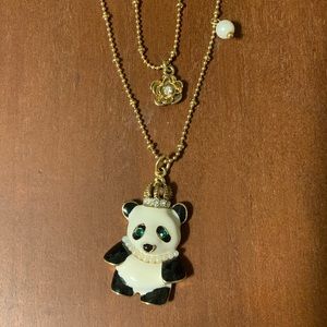 NWT Betsey Johnson Panda Bear Double Necklace